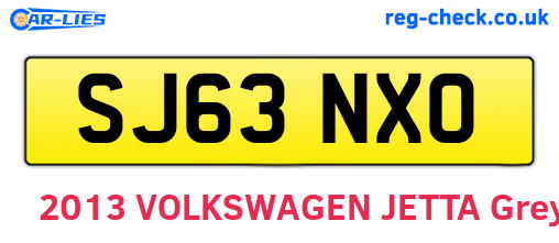 SJ63NXO are the vehicle registration plates.