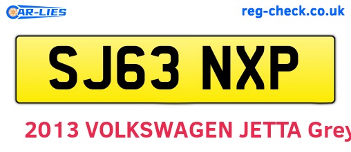 SJ63NXP are the vehicle registration plates.