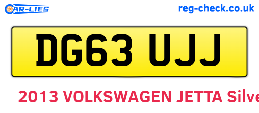 DG63UJJ are the vehicle registration plates.
