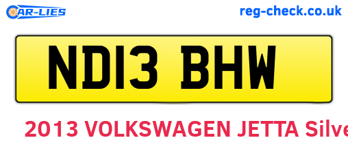 ND13BHW are the vehicle registration plates.