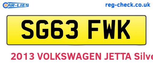 SG63FWK are the vehicle registration plates.