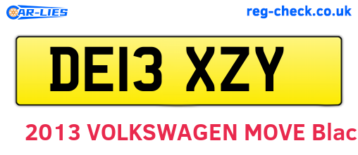 DE13XZY are the vehicle registration plates.
