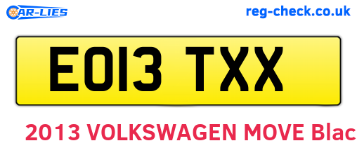 EO13TXX are the vehicle registration plates.