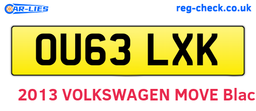 OU63LXK are the vehicle registration plates.