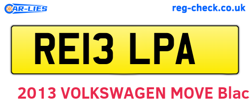 RE13LPA are the vehicle registration plates.