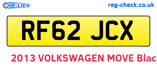 RF62JCX are the vehicle registration plates.