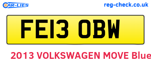 FE13OBW are the vehicle registration plates.