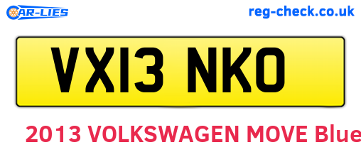 VX13NKO are the vehicle registration plates.