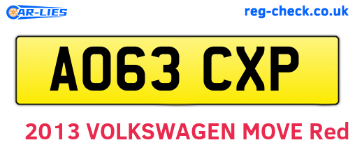 AO63CXP are the vehicle registration plates.