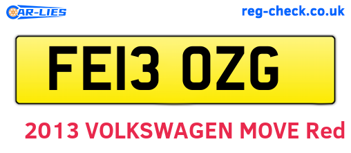 FE13OZG are the vehicle registration plates.