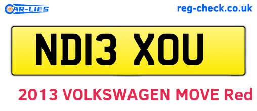 ND13XOU are the vehicle registration plates.