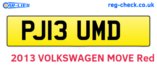 PJ13UMD are the vehicle registration plates.