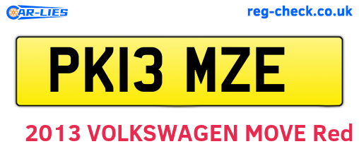 PK13MZE are the vehicle registration plates.