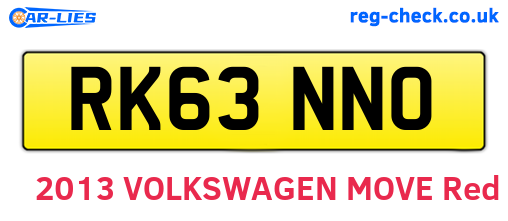 RK63NNO are the vehicle registration plates.