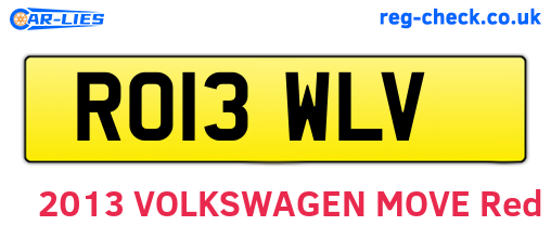 RO13WLV are the vehicle registration plates.