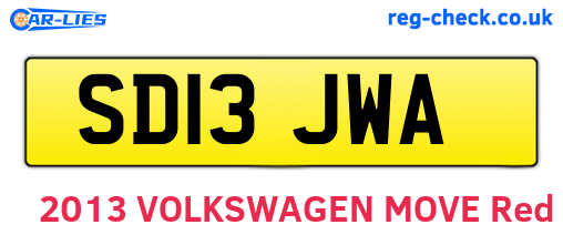 SD13JWA are the vehicle registration plates.