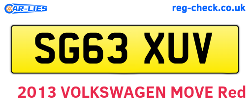 SG63XUV are the vehicle registration plates.