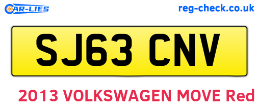 SJ63CNV are the vehicle registration plates.