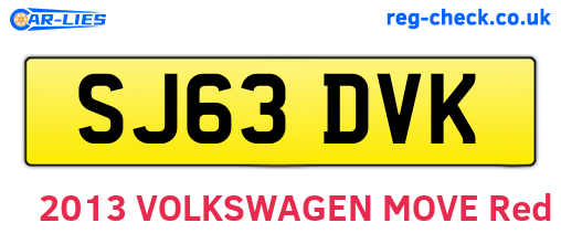 SJ63DVK are the vehicle registration plates.