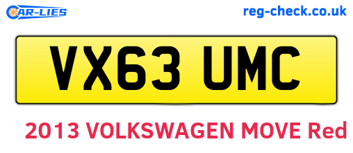 VX63UMC are the vehicle registration plates.