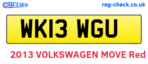 WK13WGU are the vehicle registration plates.