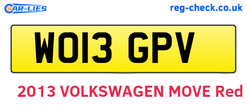 WO13GPV are the vehicle registration plates.