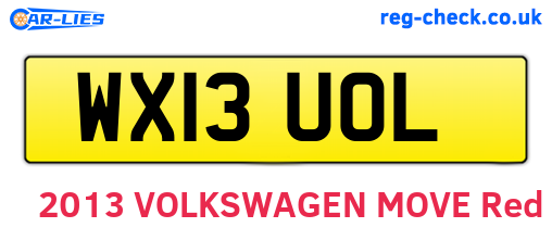 WX13UOL are the vehicle registration plates.