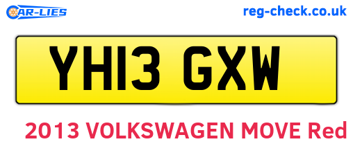 YH13GXW are the vehicle registration plates.