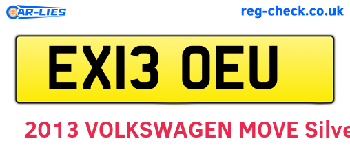 EX13OEU are the vehicle registration plates.