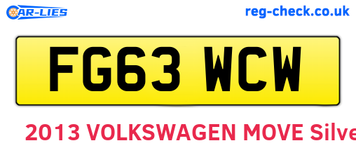 FG63WCW are the vehicle registration plates.