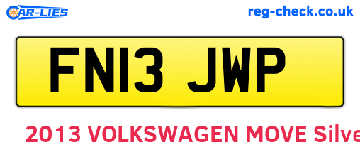 FN13JWP are the vehicle registration plates.