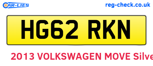 HG62RKN are the vehicle registration plates.