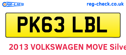 PK63LBL are the vehicle registration plates.