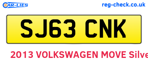 SJ63CNK are the vehicle registration plates.