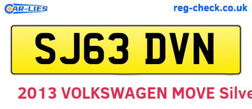 SJ63DVN are the vehicle registration plates.