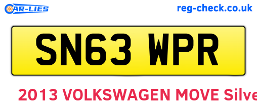 SN63WPR are the vehicle registration plates.