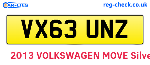 VX63UNZ are the vehicle registration plates.