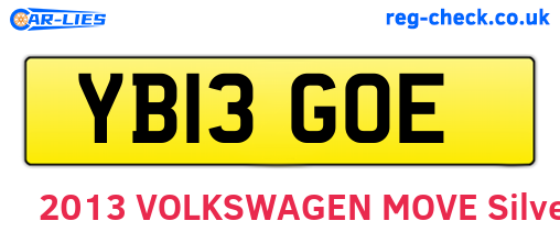 YB13GOE are the vehicle registration plates.