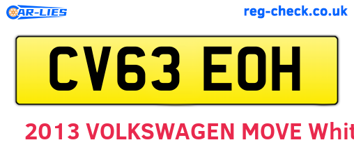 CV63EOH are the vehicle registration plates.