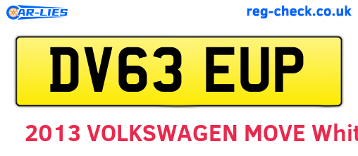 DV63EUP are the vehicle registration plates.
