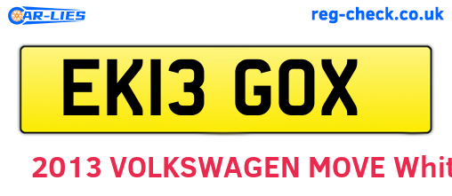 EK13GOX are the vehicle registration plates.