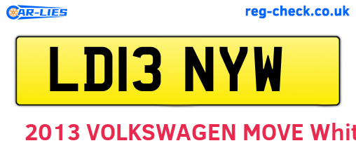 LD13NYW are the vehicle registration plates.
