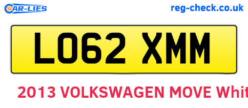 LO62XMM are the vehicle registration plates.