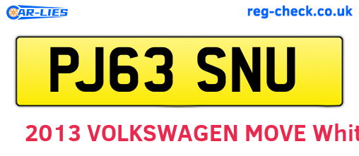 PJ63SNU are the vehicle registration plates.