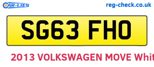 SG63FHO are the vehicle registration plates.