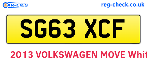 SG63XCF are the vehicle registration plates.