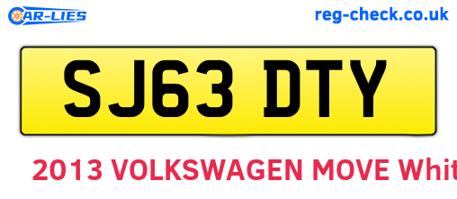 SJ63DTY are the vehicle registration plates.