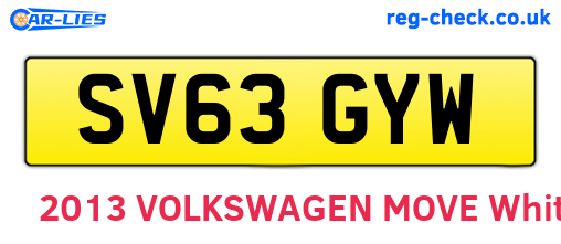 SV63GYW are the vehicle registration plates.