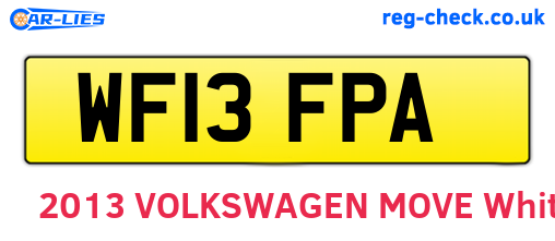 WF13FPA are the vehicle registration plates.