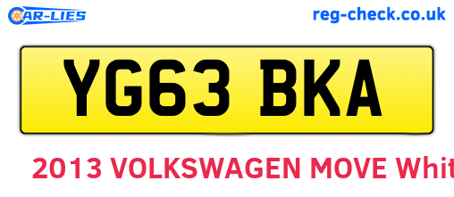 YG63BKA are the vehicle registration plates.